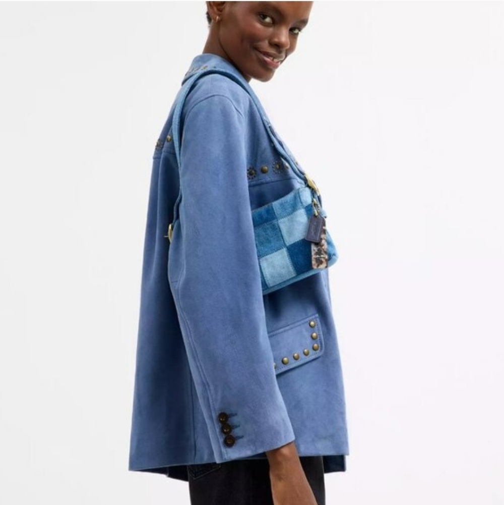 NWT Coachtopia Small Slouchy Alter Ego Shoulder Bag Denim Cotton Patchwork NEW - Picture 4 of 7